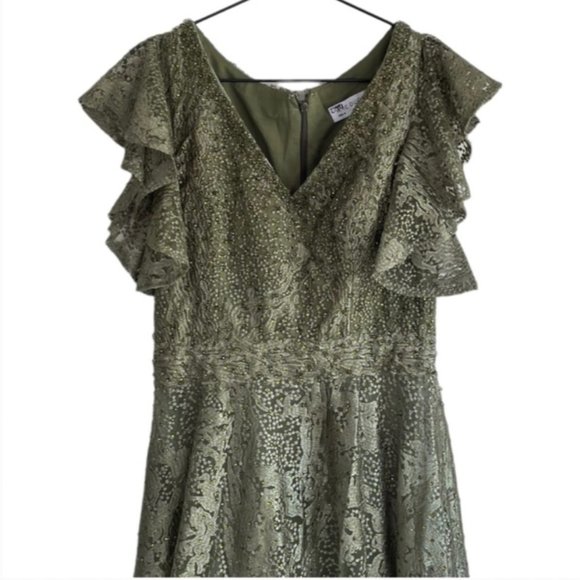 Mac Duggal 20310 Embroidered Beaded Flutter Sleeve Gown - Picture 2 of 10